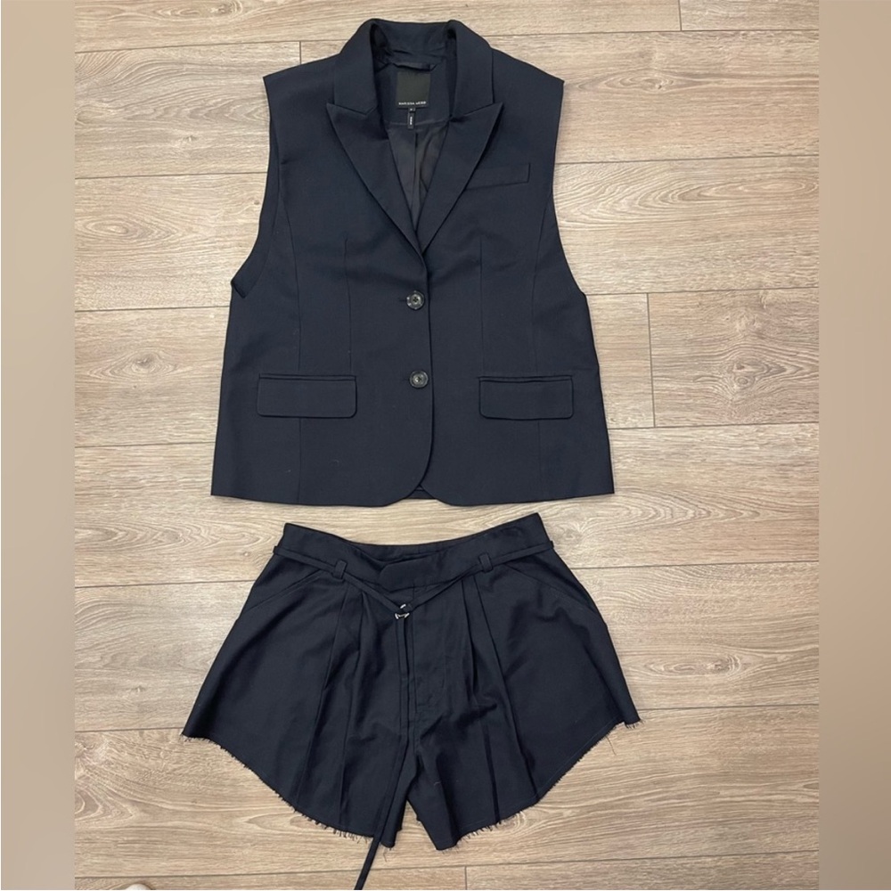 Marissa Webb Black Sleeveless Blazer and Shorts Set